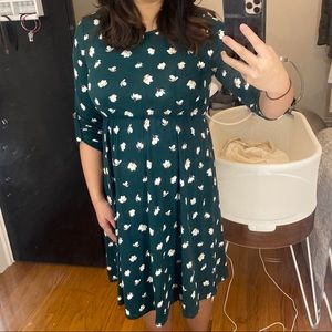 Green flowery maternity dress